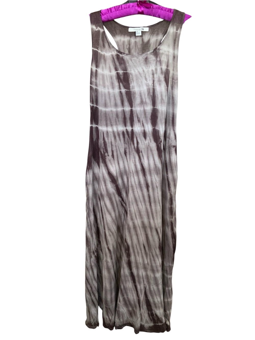 Forever 21 Gray and White Tie-Dye Racerback Dress